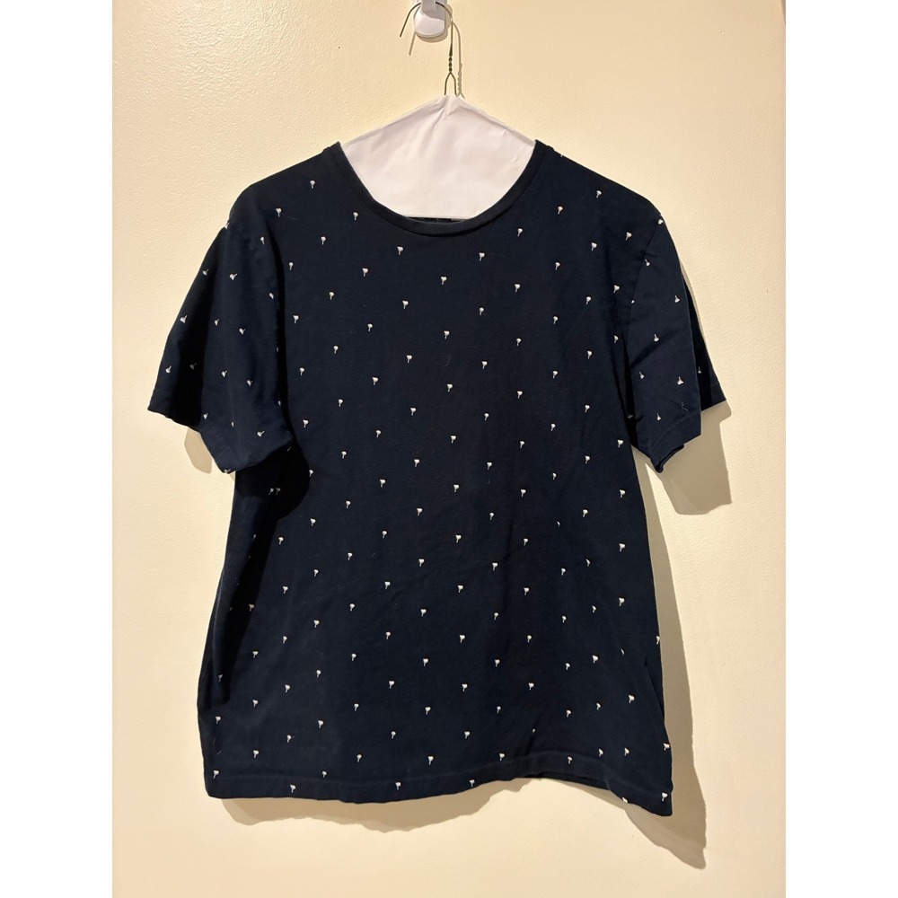 Cactus Man Ricky Singh Mens Large Navy Blue Palm Tree‎ Print Cotton T-Shirt L